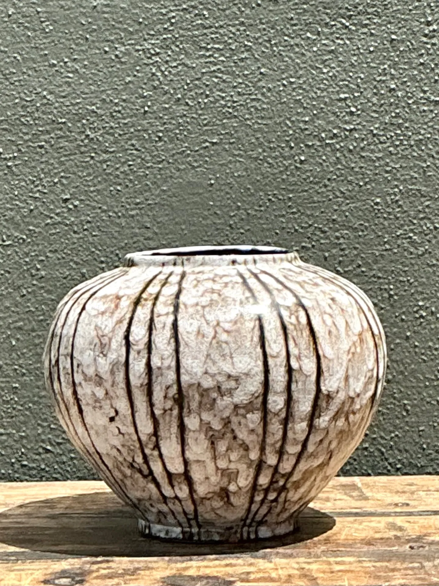 Vintage Brown and White Ceramic Vase — additional photo 6