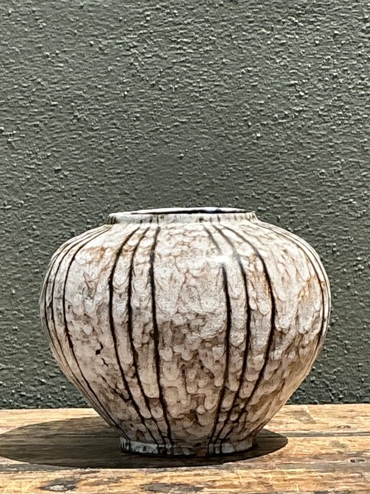 Vintage Brown and White Ceramic Vase — additional photo 5