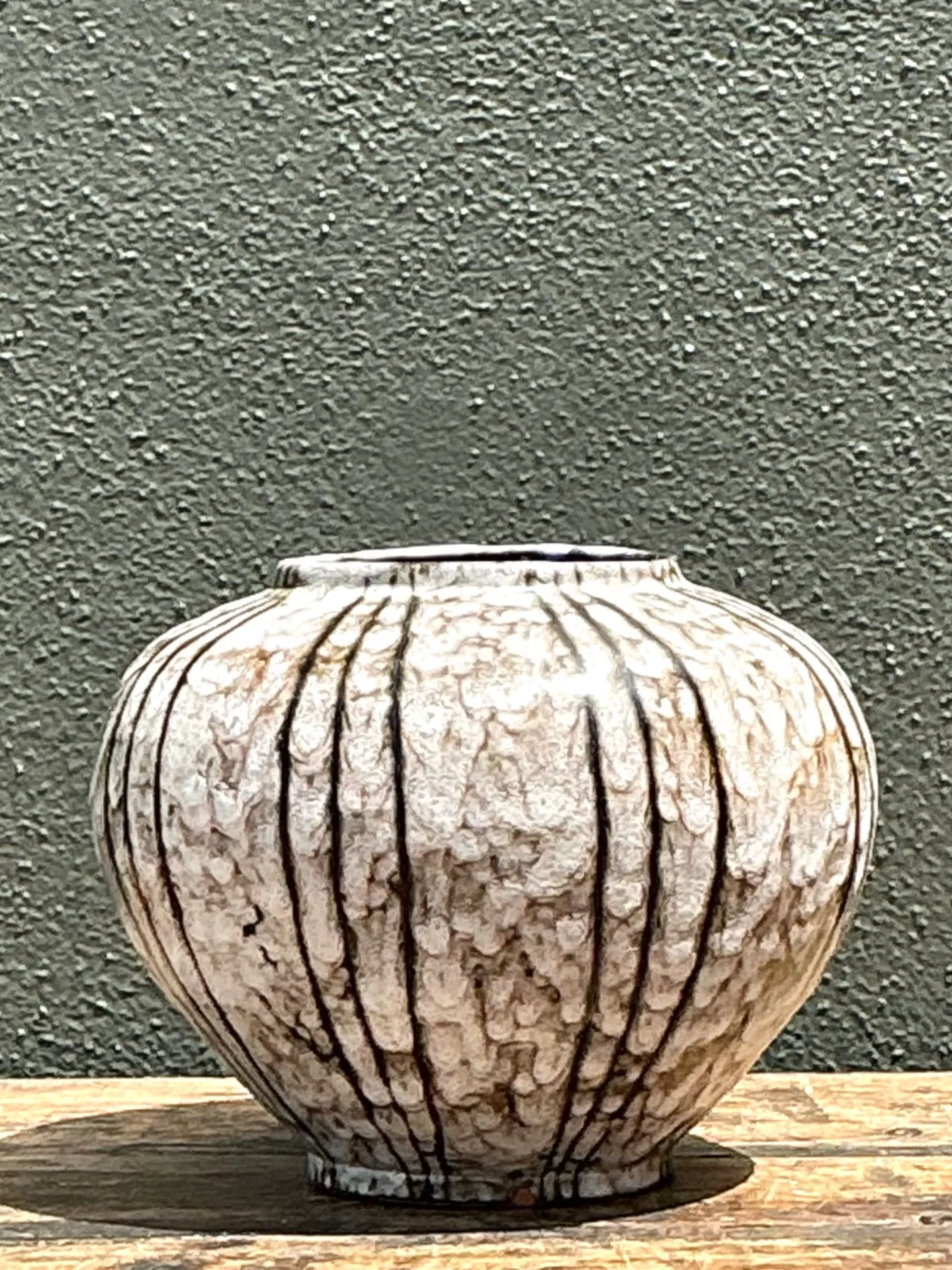 Vintage Brown and White Ceramic Vase — additional photo 4