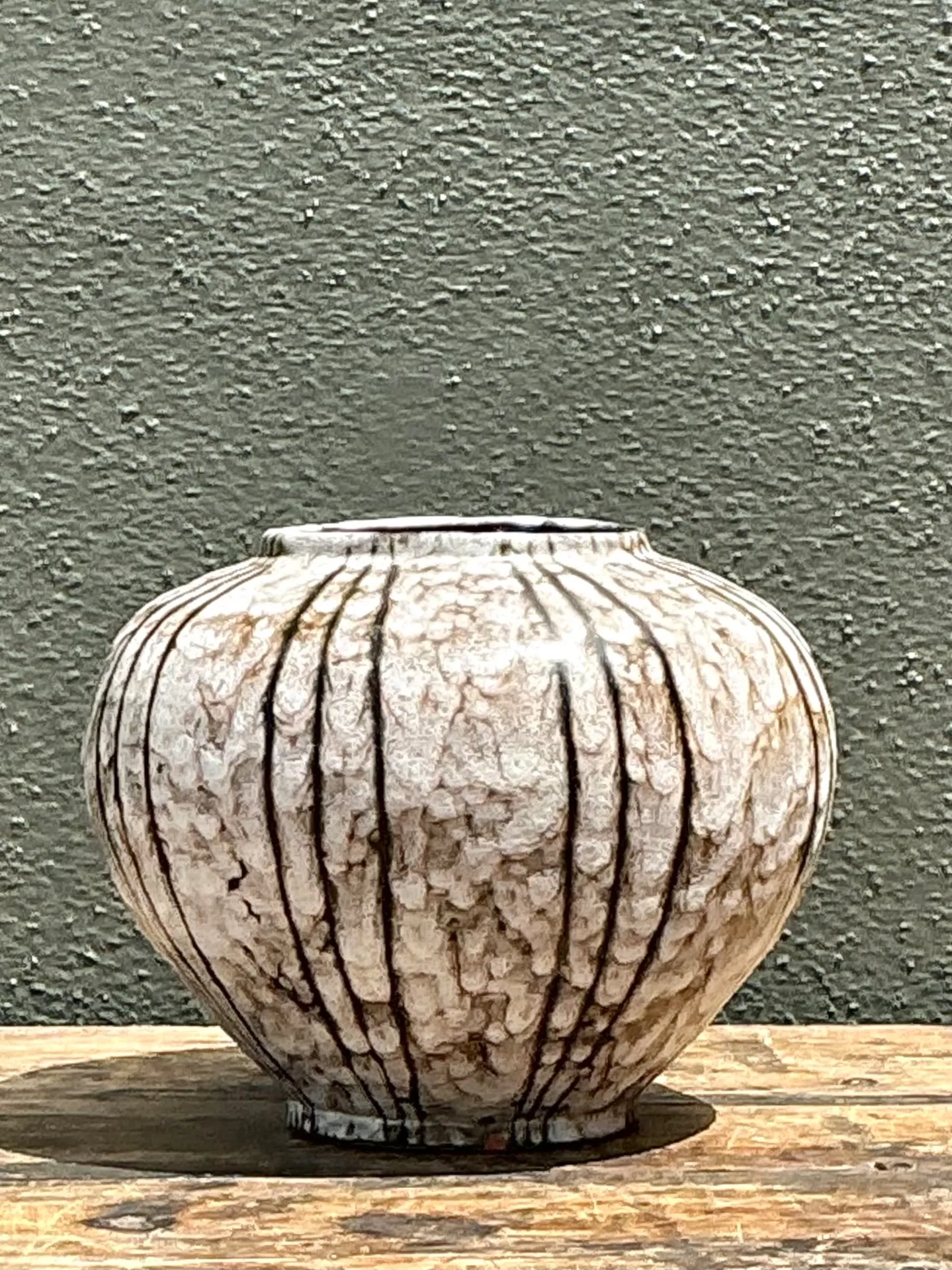 Vintage Brown and White Ceramic Vase — additional photo 3