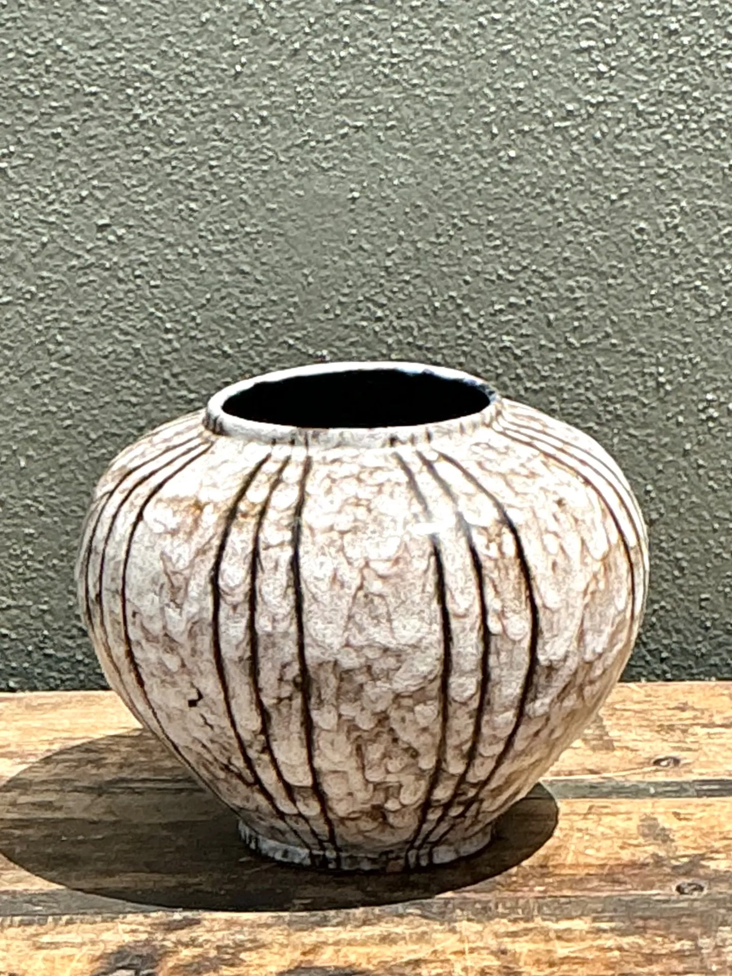 Vintage Brown and White Ceramic Vase — additional photo 2