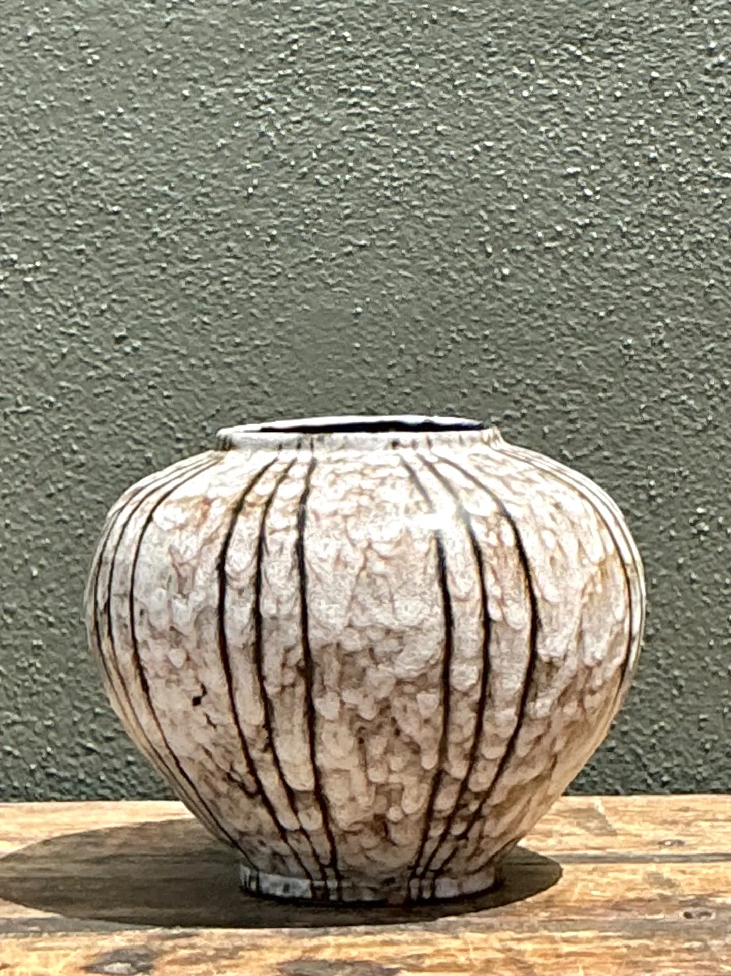 Vintage Brown and White Ceramic Vase — additional photo 1