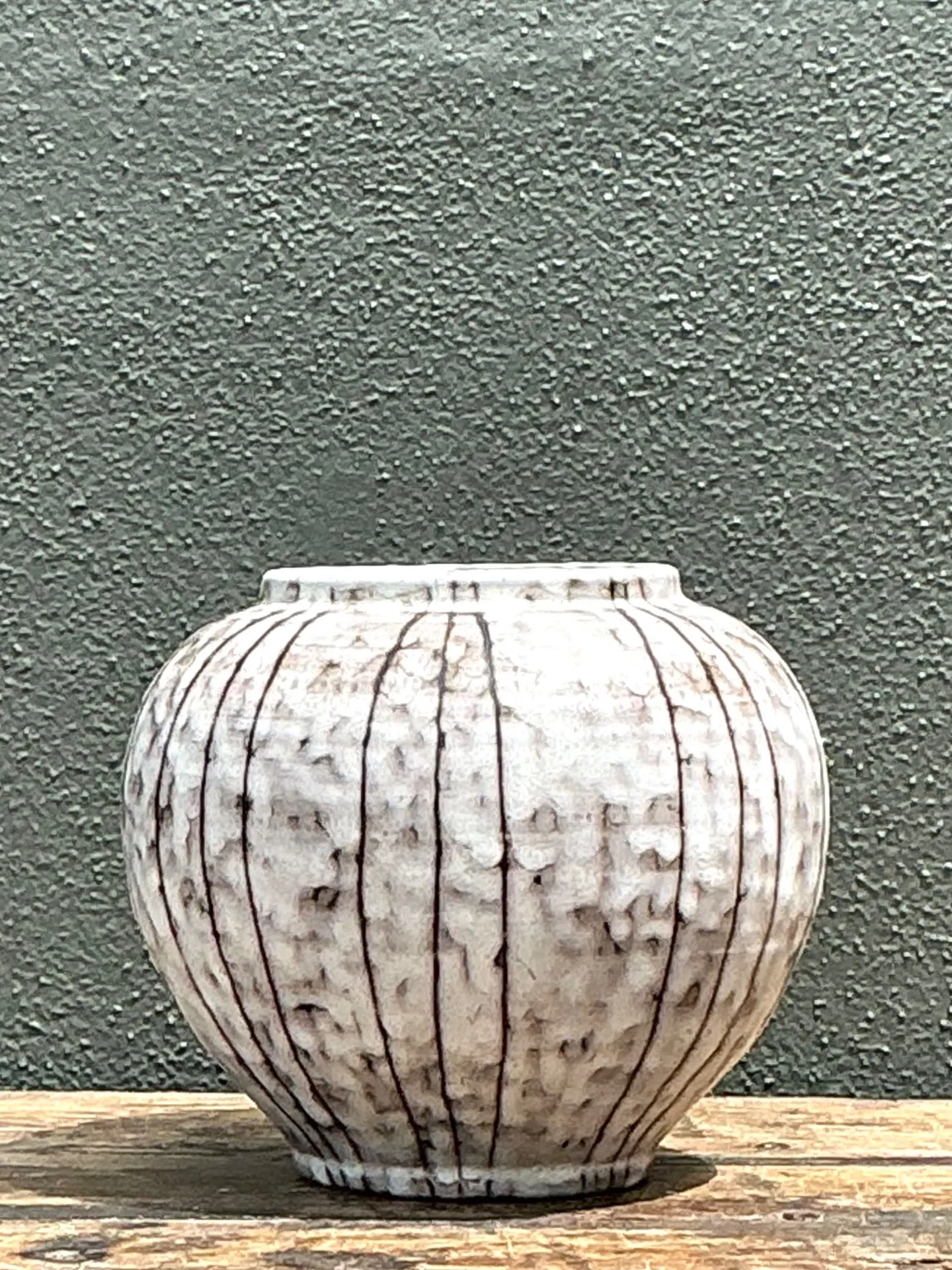Vintage Striped Ceramic Vase — additional photo 2