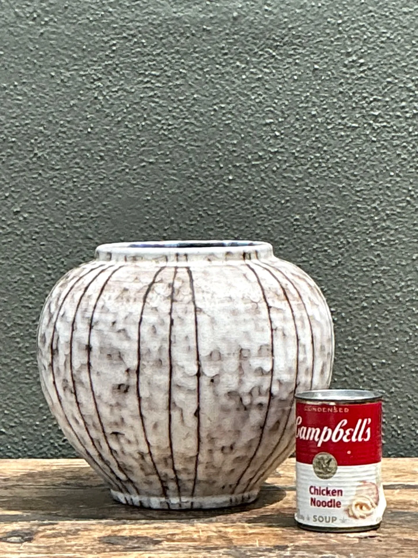 Vintage Striped Ceramic Vase — additional photo 1