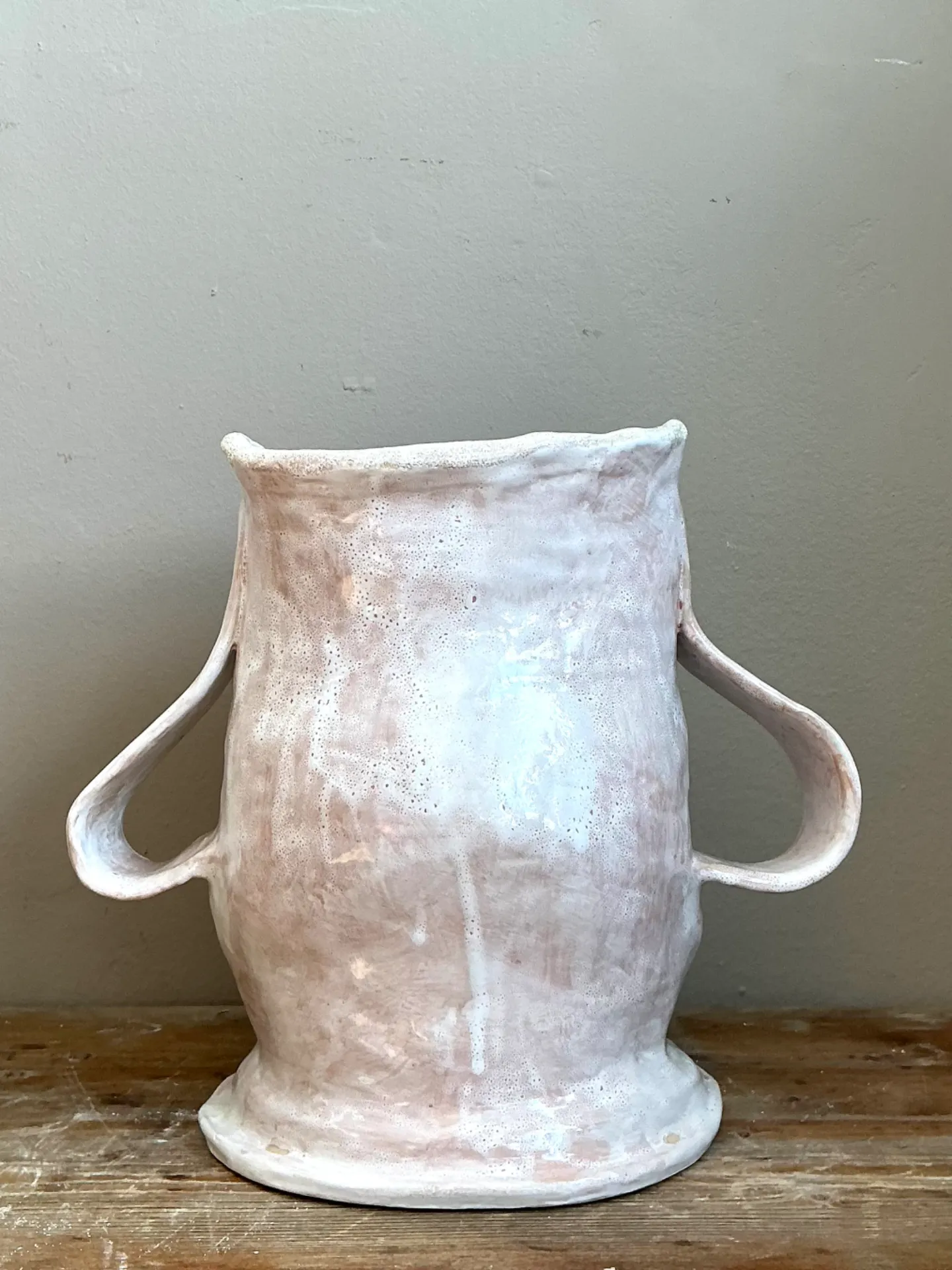 Vintage Pink Glazed Biomorphic Ceramic Vessel — additional photo 2