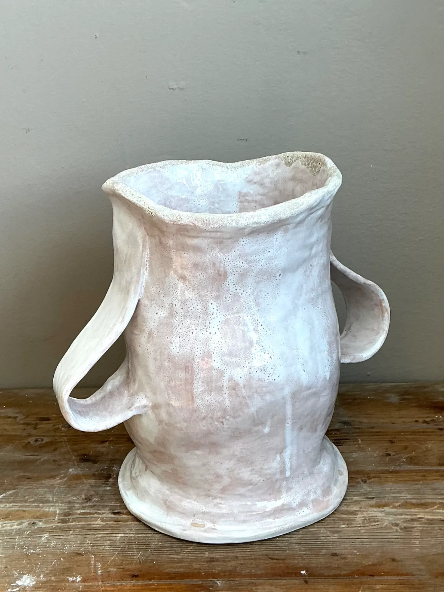 Vintage Pink Glazed Biomorphic Ceramic Vessel — additional photo 6