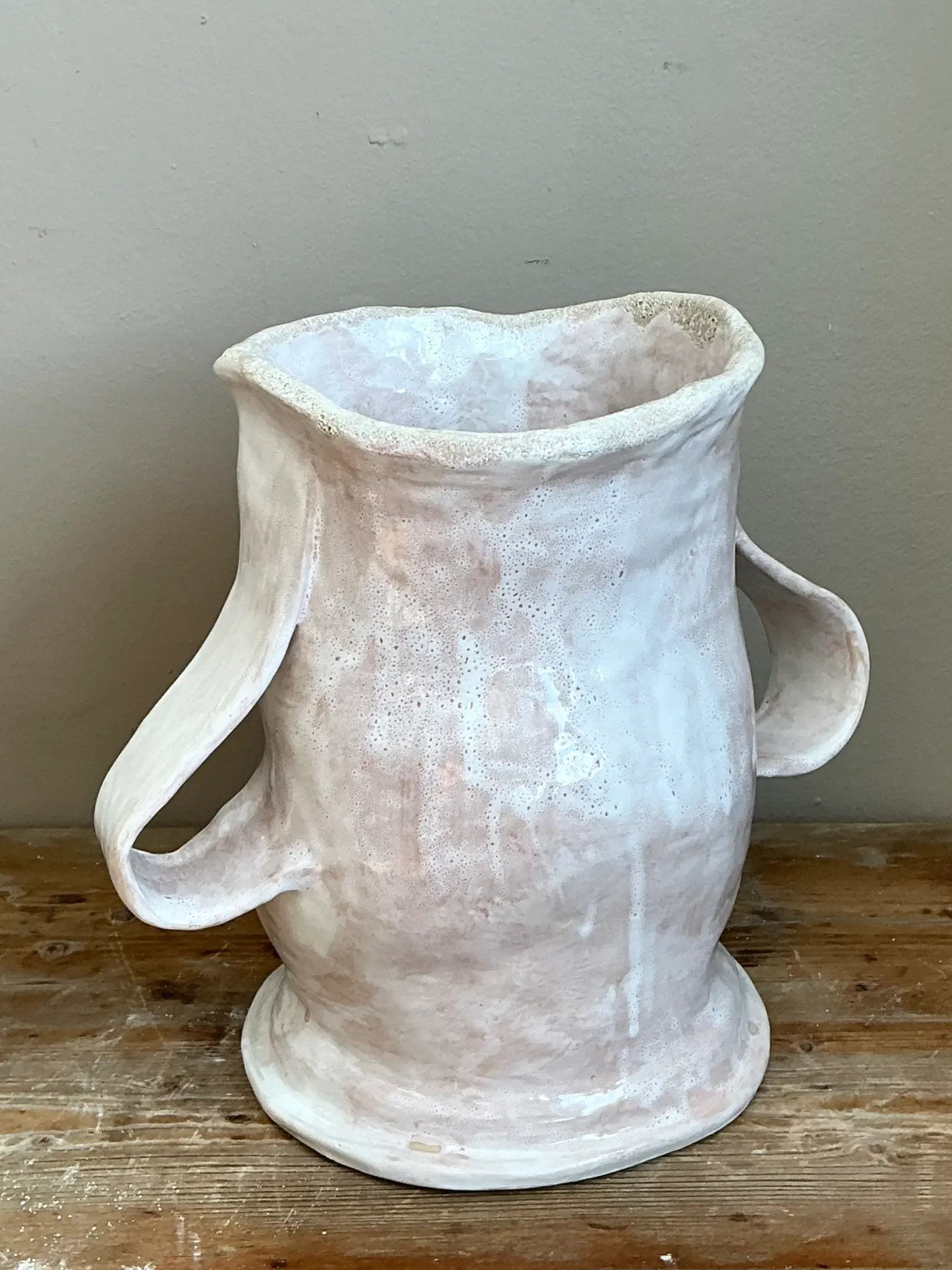 Vintage Pink Glazed Biomorphic Ceramic Vessel — additional photo 1