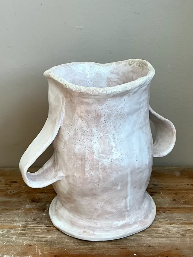 Vintage Pink Glazed Biomorphic Ceramic Vessel — additional photo 1