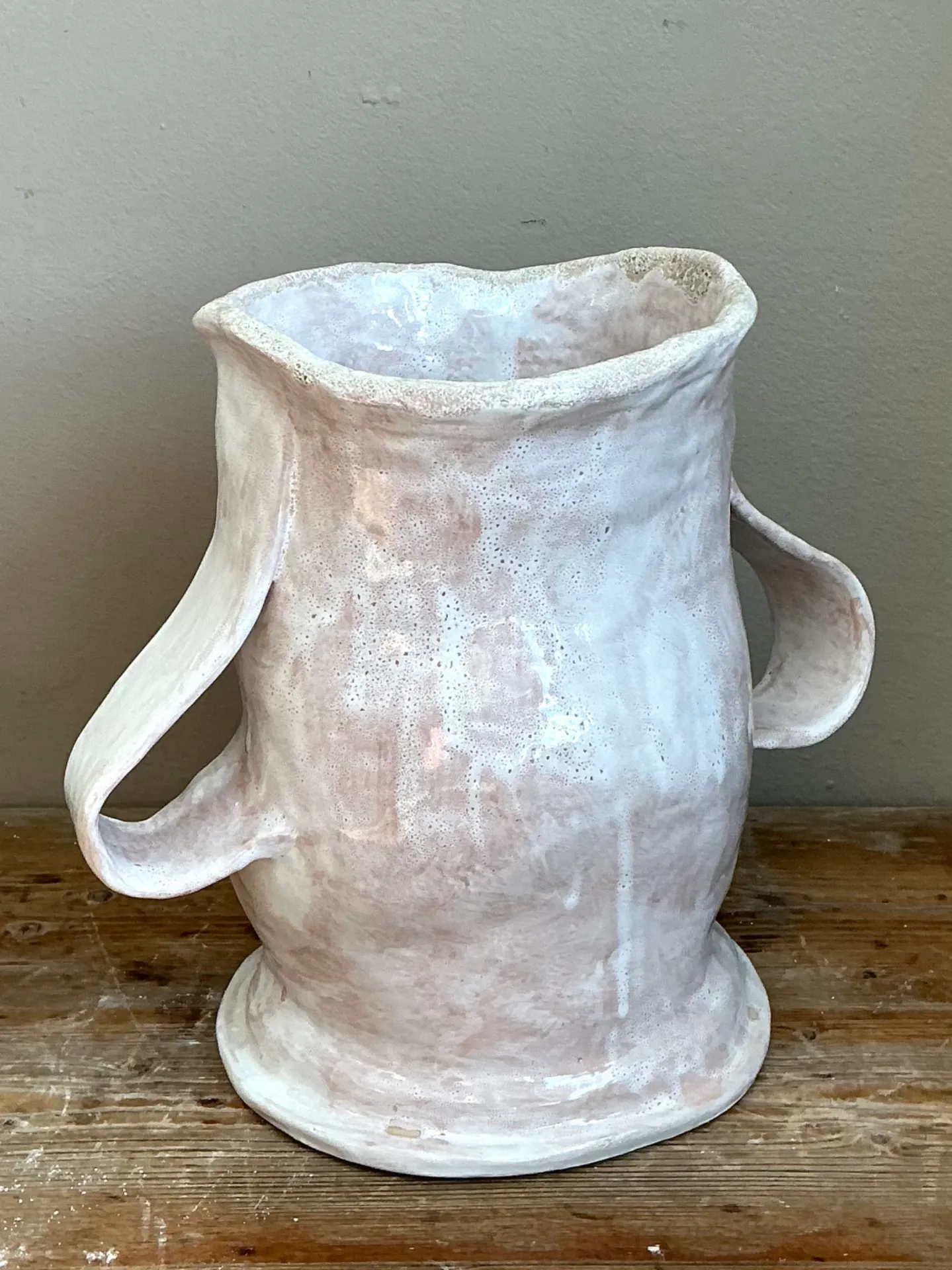 Vintage Pink Glazed Biomorphic Ceramic Vessel — additional photo 3