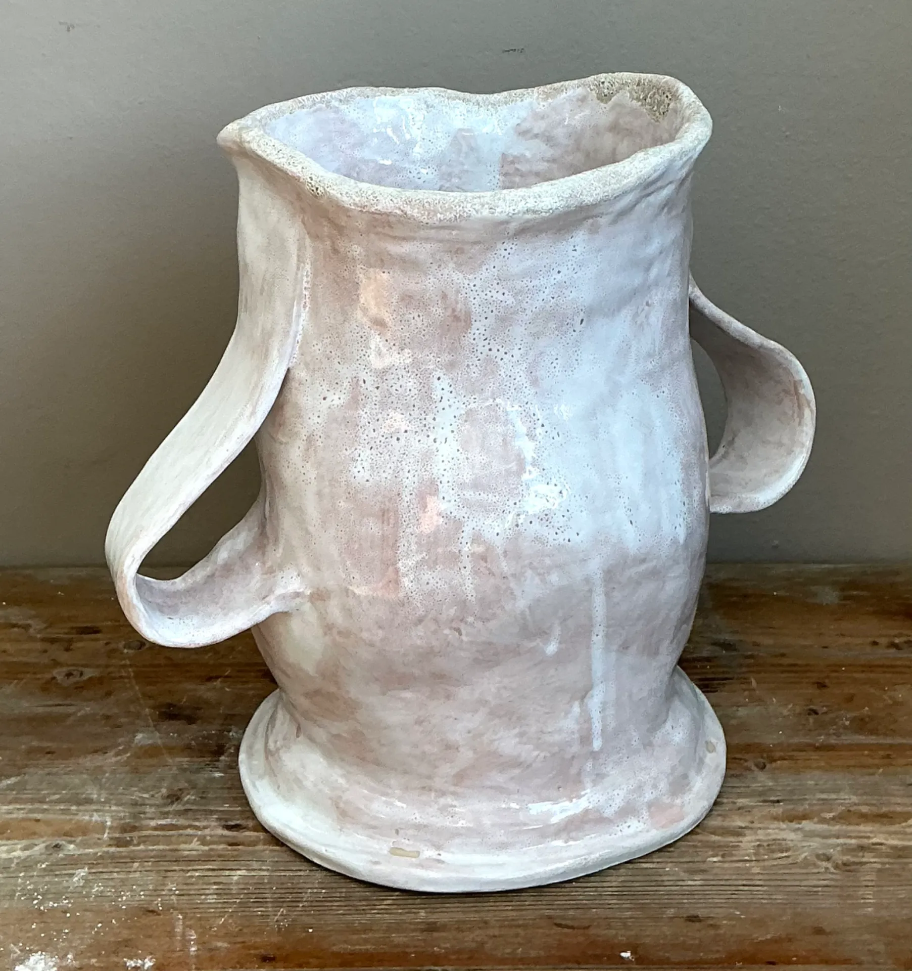 Vintage Pink Glazed Biomorphic Ceramic Vessel — additional photo 8