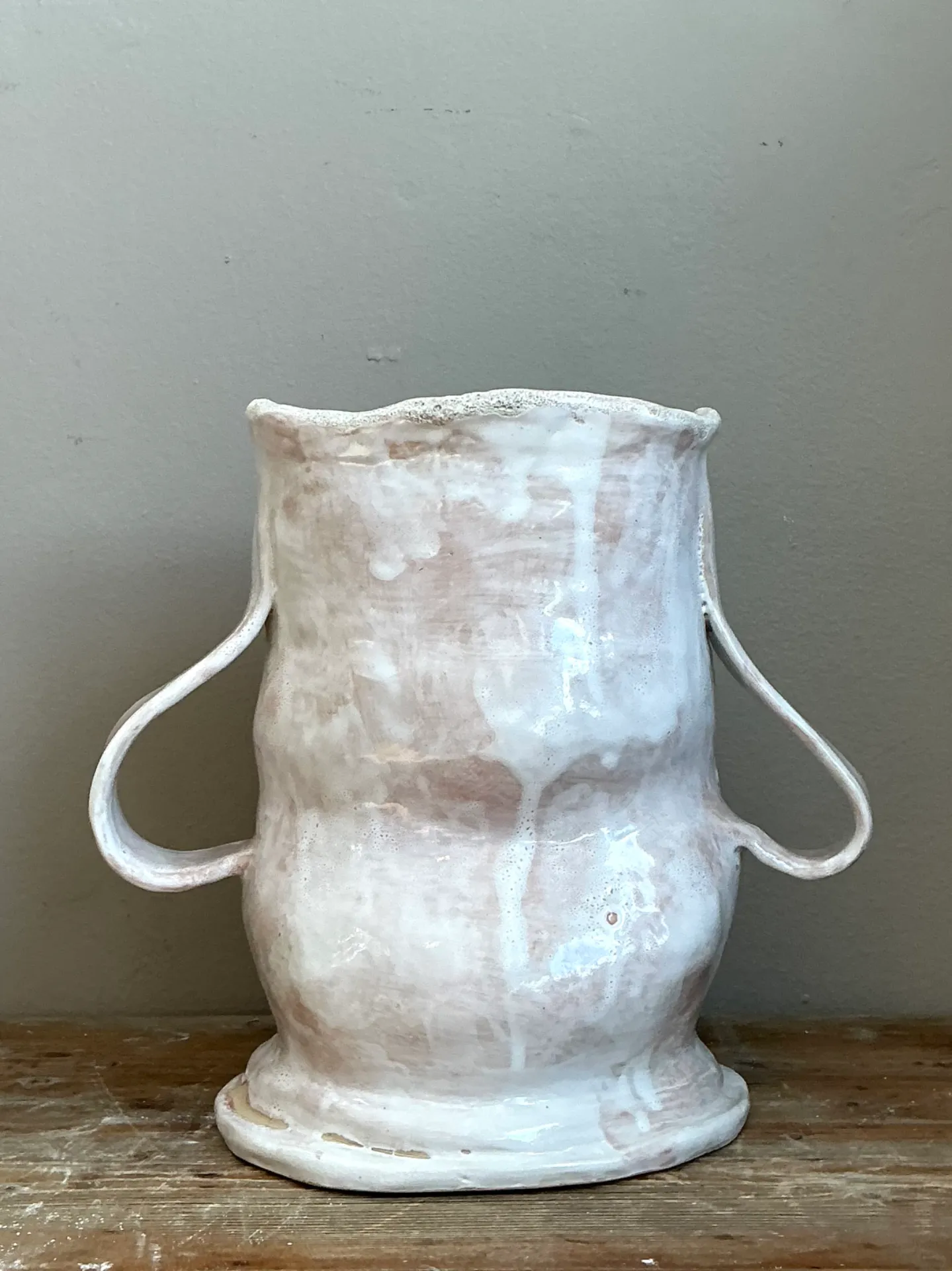 Vintage Pink Glazed Biomorphic Ceramic Vessel — additional photo 4