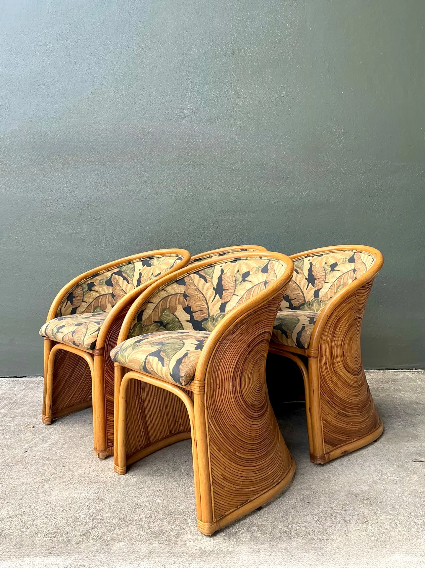 Vintage Pencil Reed Sunburst Dining Chairs — additional photo 3
