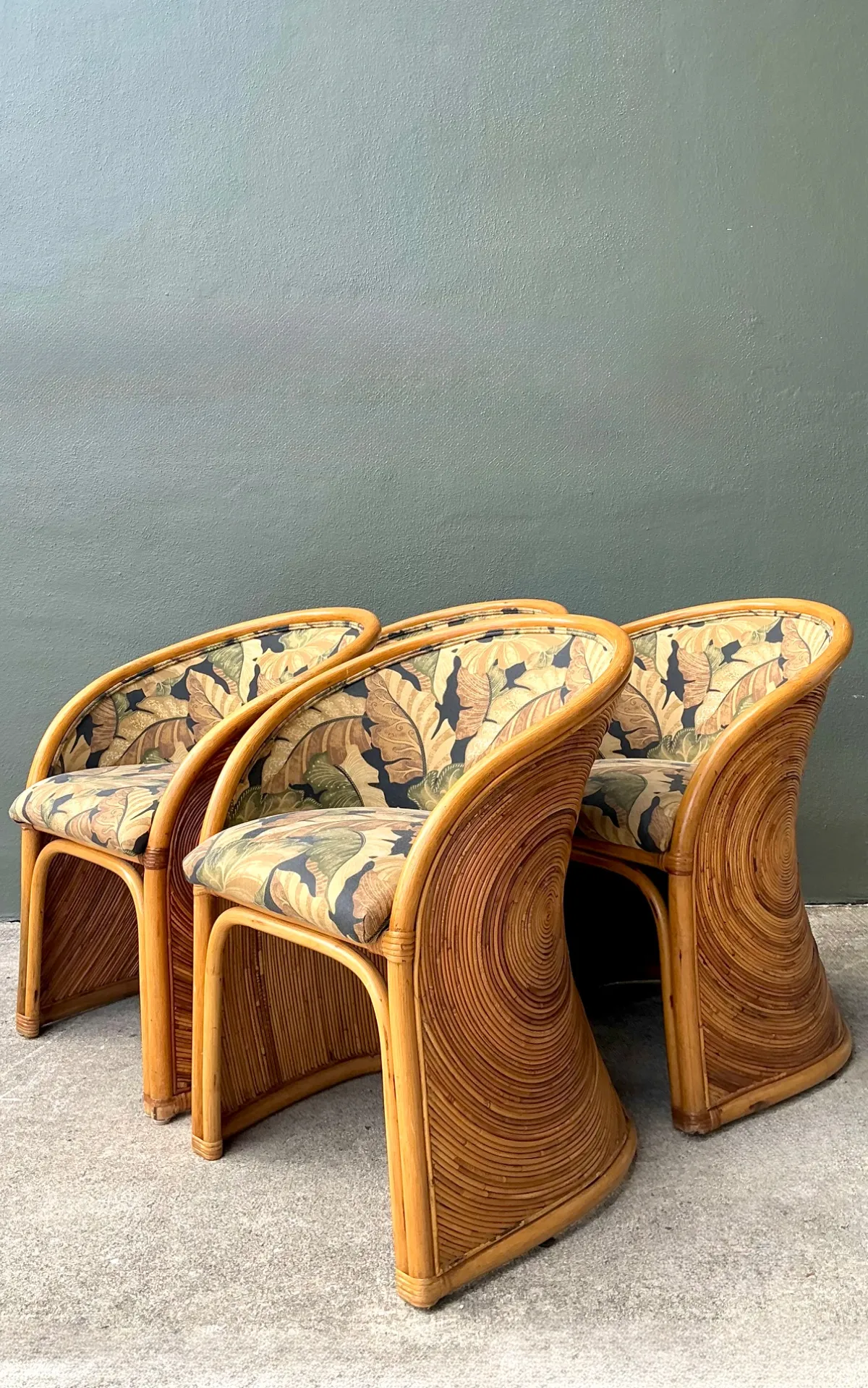 Vintage Pencil Reed Sunburst Dining Chairs — additional photo 3