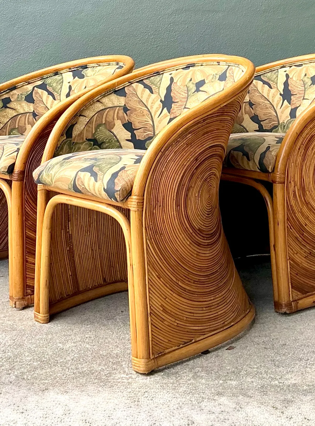 Vintage Pencil Reed Sunburst Dining Chairs — additional photo 2