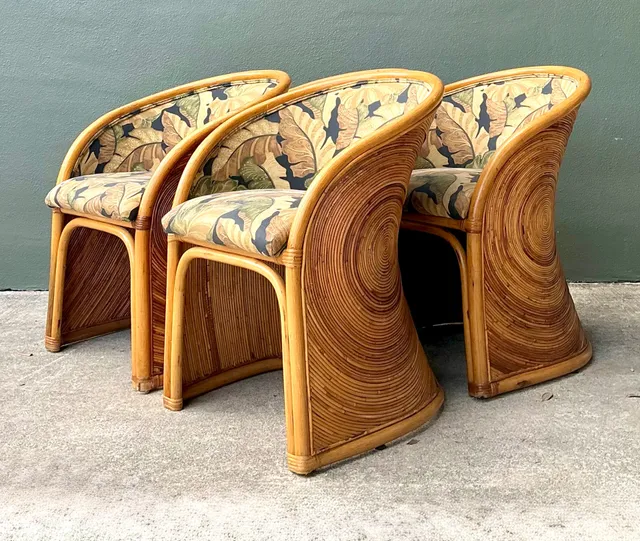 Vintage Pencil Reed Sunburst Dining Chairs — additional photo 2