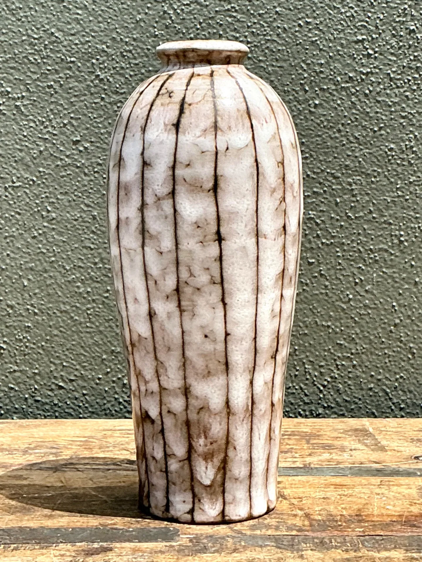 Vintage Brown and White Ceramic Vase — additional photo 5