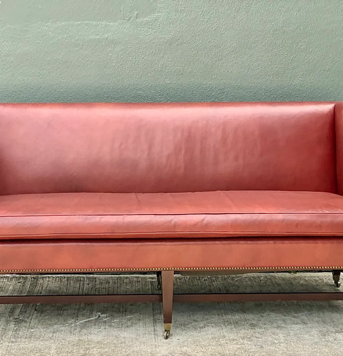 Vintage Saybolt And Cleland Nailhead Trim Leather Sofa — additional photo 2