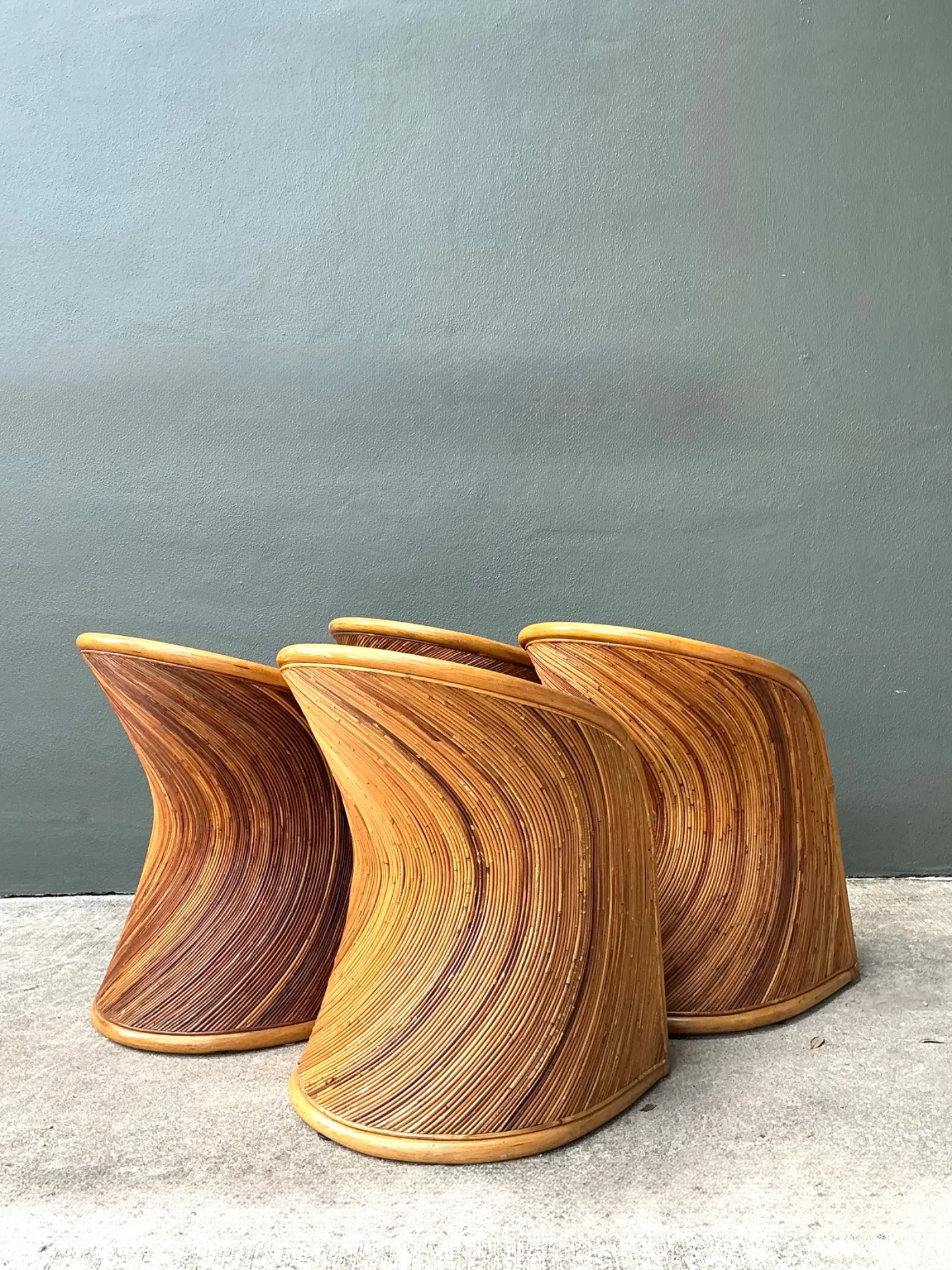 Vintage Pencil Reed Sunburst Dining Chairs — additional photo 6