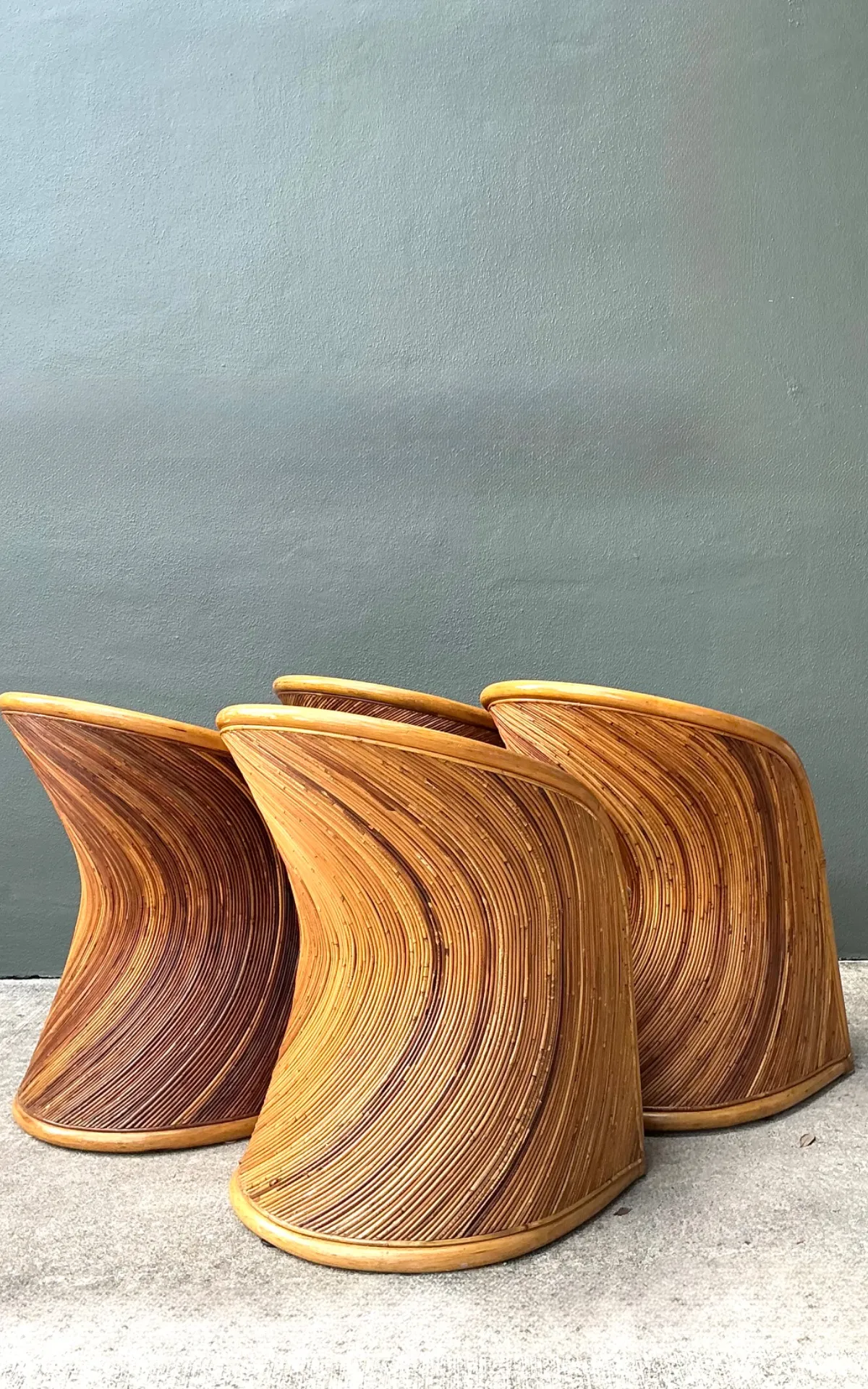 Vintage Pencil Reed Sunburst Dining Chairs — additional photo 6