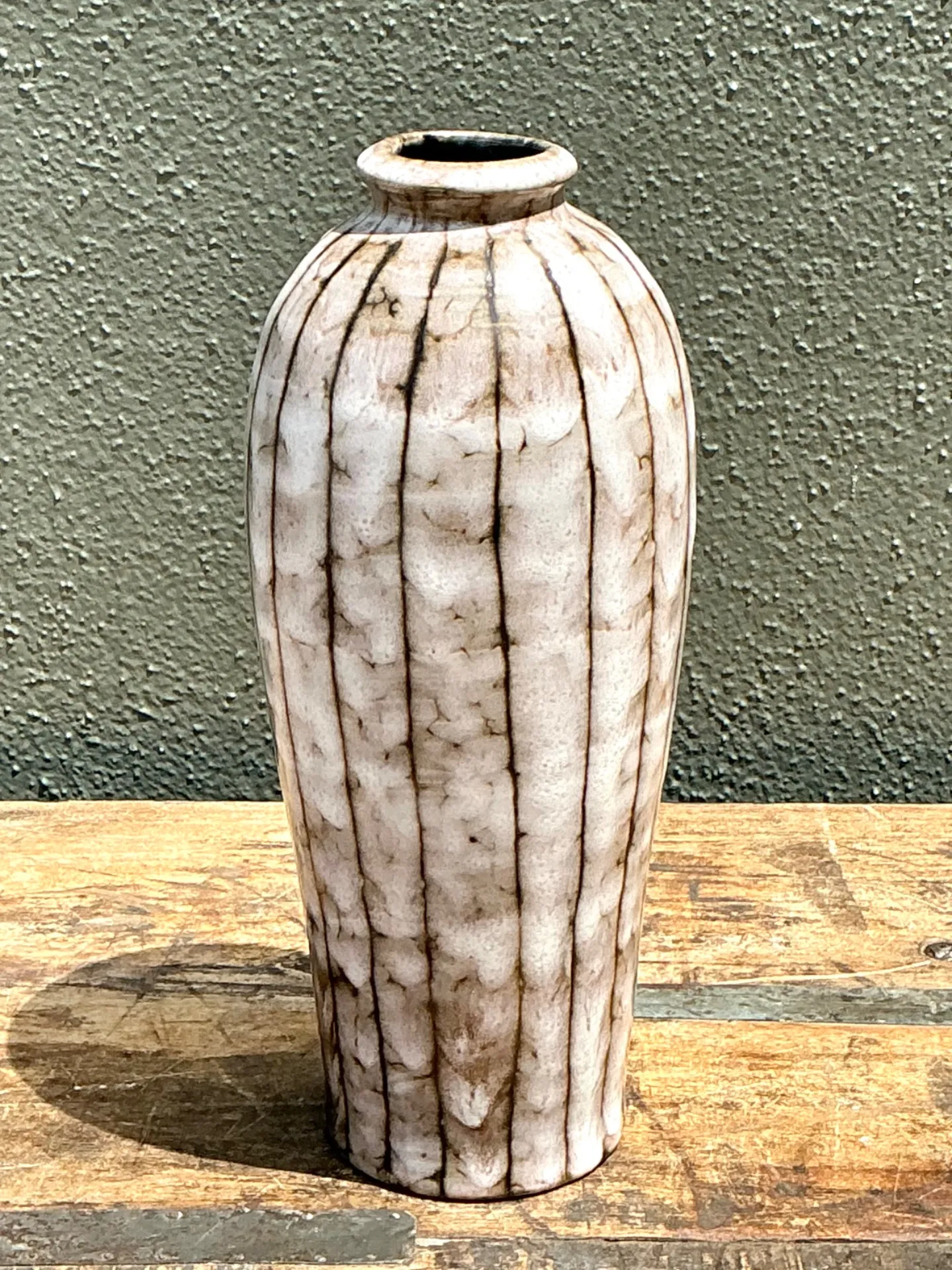 Vintage Brown and White Ceramic Vase — additional photo 6