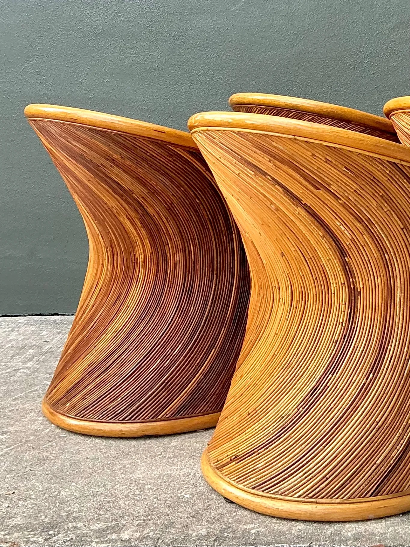 Vintage Pencil Reed Sunburst Dining Chairs — additional photo 7