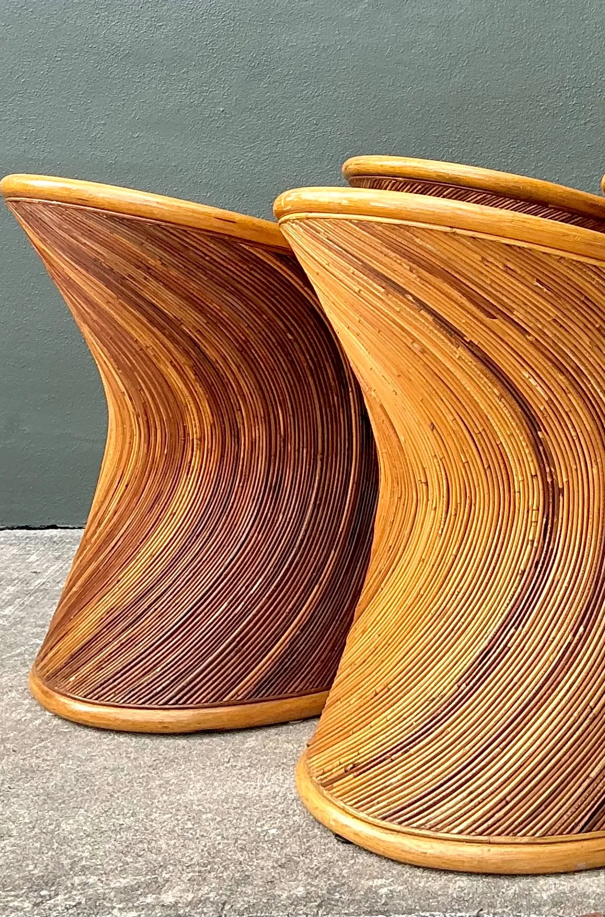 Vintage Pencil Reed Sunburst Dining Chairs — additional photo 7