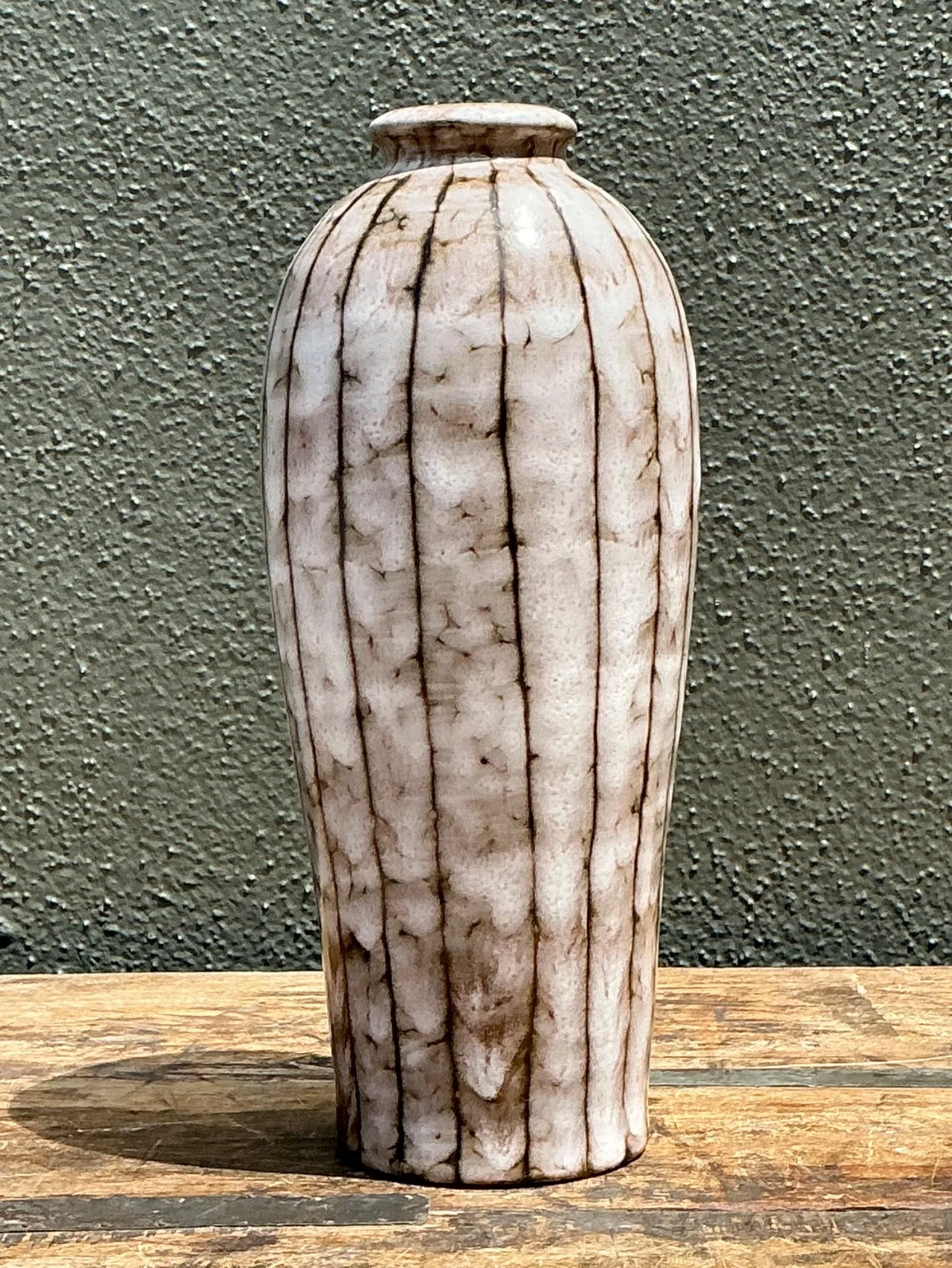Vintage Brown and White Ceramic Vase — additional photo 4