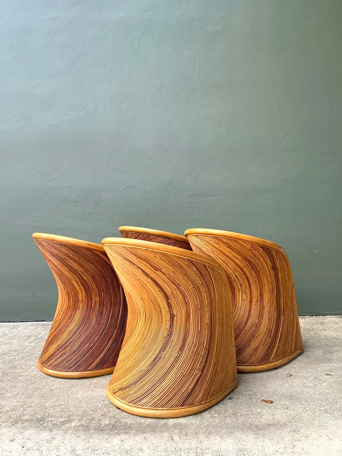 Vintage Pencil Reed Sunburst Dining Chairs — additional photo 4