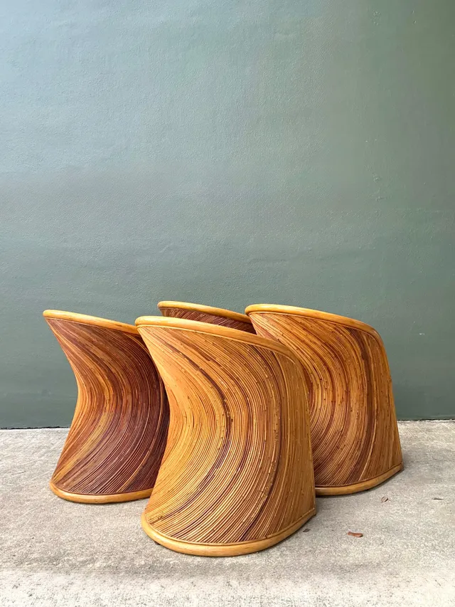 Vintage Pencil Reed Sunburst Dining Chairs — additional photo 4