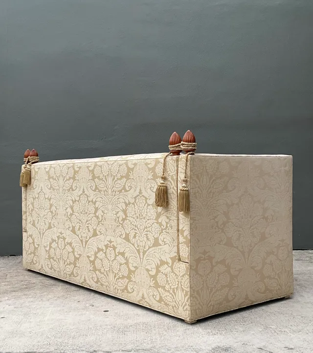 Vintage Edward Ferrell Jacquard Fleur De Lys Knole Sofa — additional photo 6