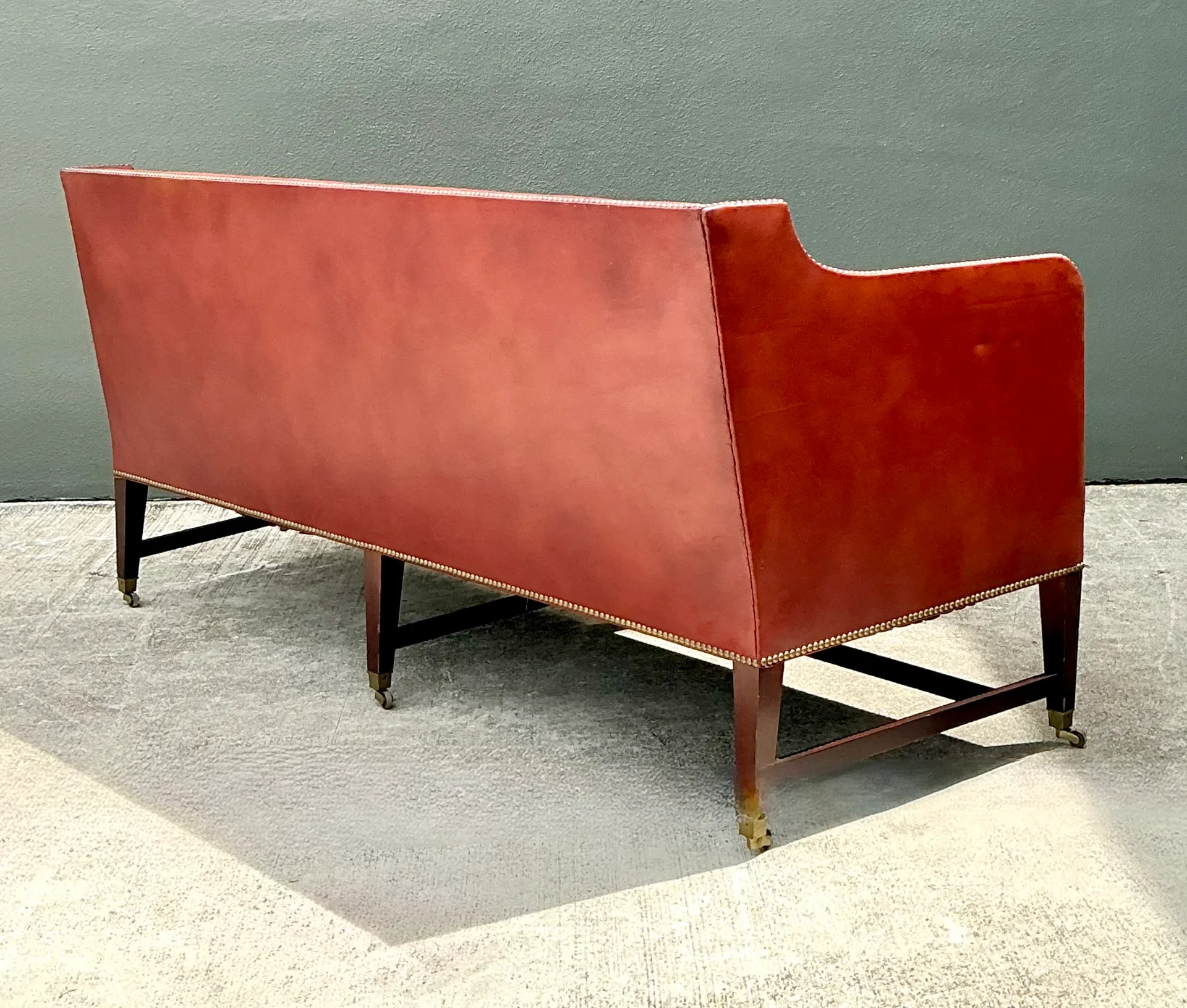 Vintage Saybolt And Cleland Nailhead Trim Leather Sofa — additional photo 1