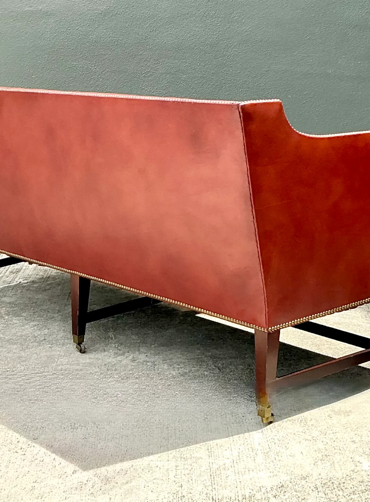 Vintage Saybolt And Cleland Nailhead Trim Leather Sofa
