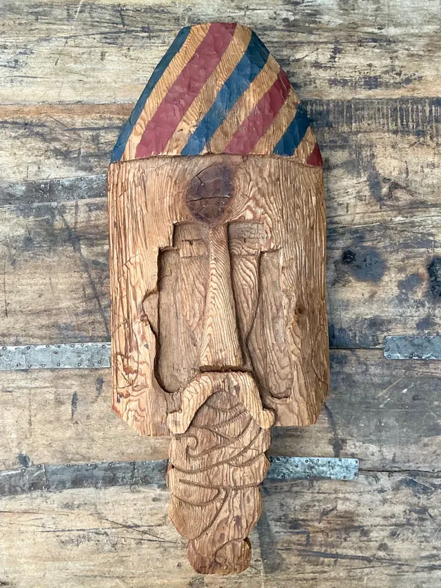 Vintage Rustic Carved Wood Mask — additional photo 6