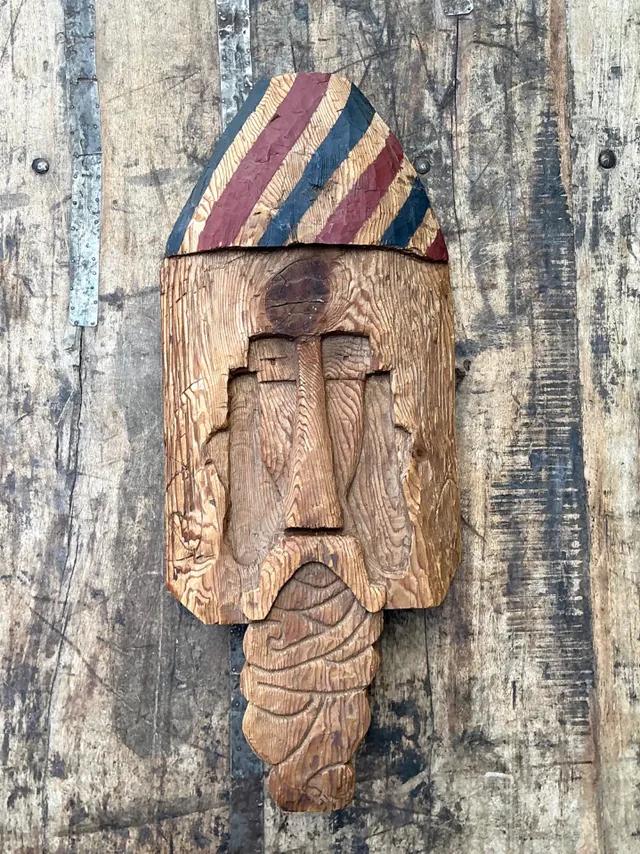 Vintage Rustic Carved Wood Mask — additional photo 7