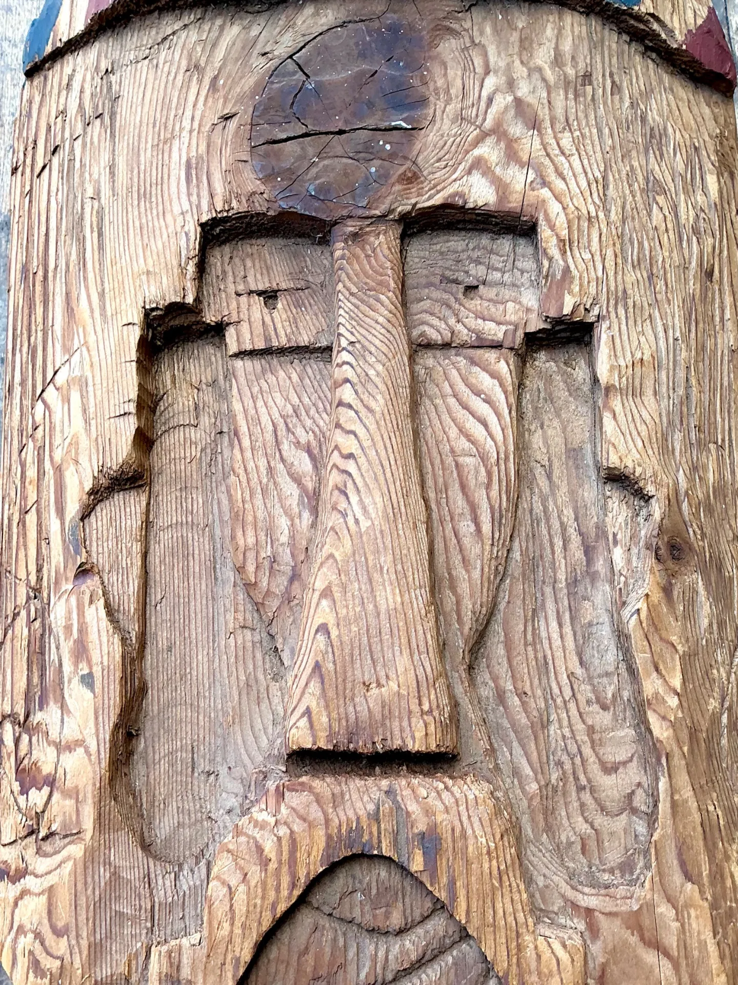 Vintage Rustic Carved Wood Mask — additional photo 5