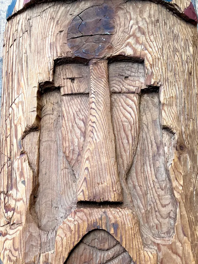 Vintage Rustic Carved Wood Mask — additional photo 5