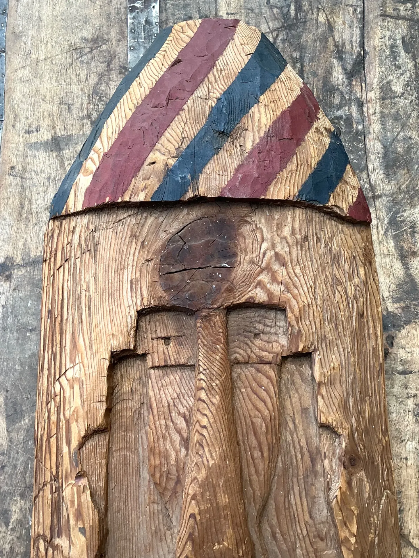 Vintage Rustic Carved Wood Mask — additional photo 1