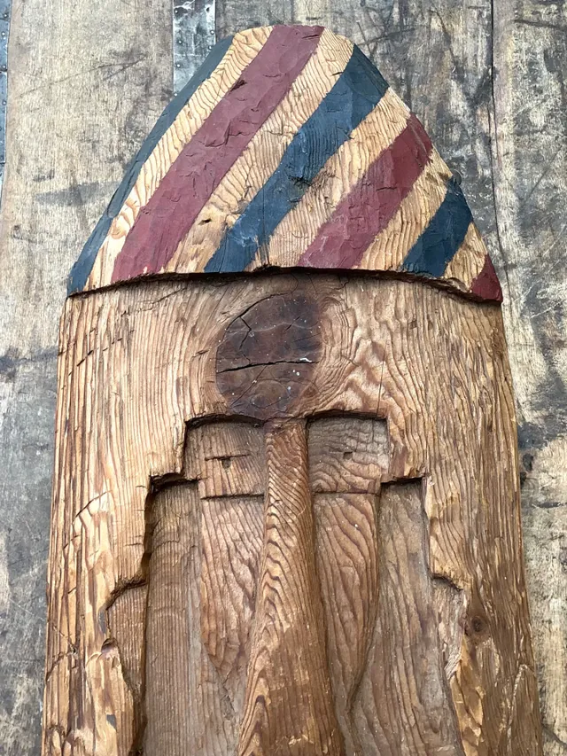 Vintage Rustic Carved Wood Mask — additional photo 1