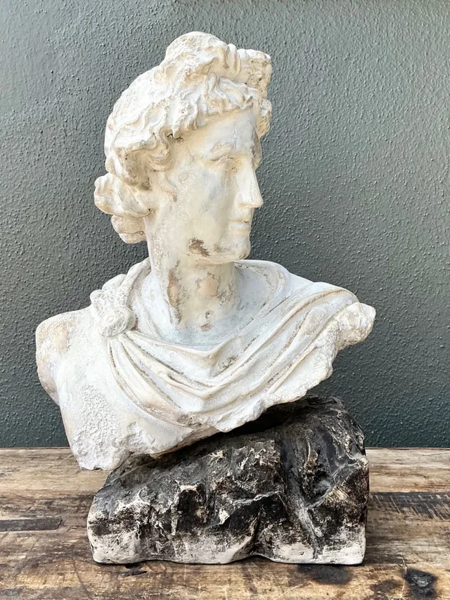Vintage Cast Stone Bust Of Apollo Belvedere — additional photo 5