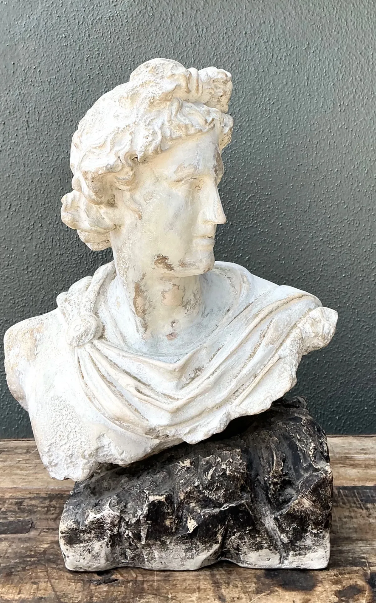 Vintage Cast Stone Bust Of Apollo Belvedere