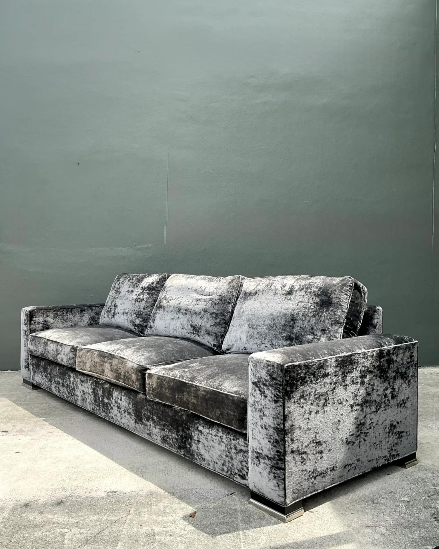 Vintage Monumental Swaim Velvet Sofa — additional photo 3
