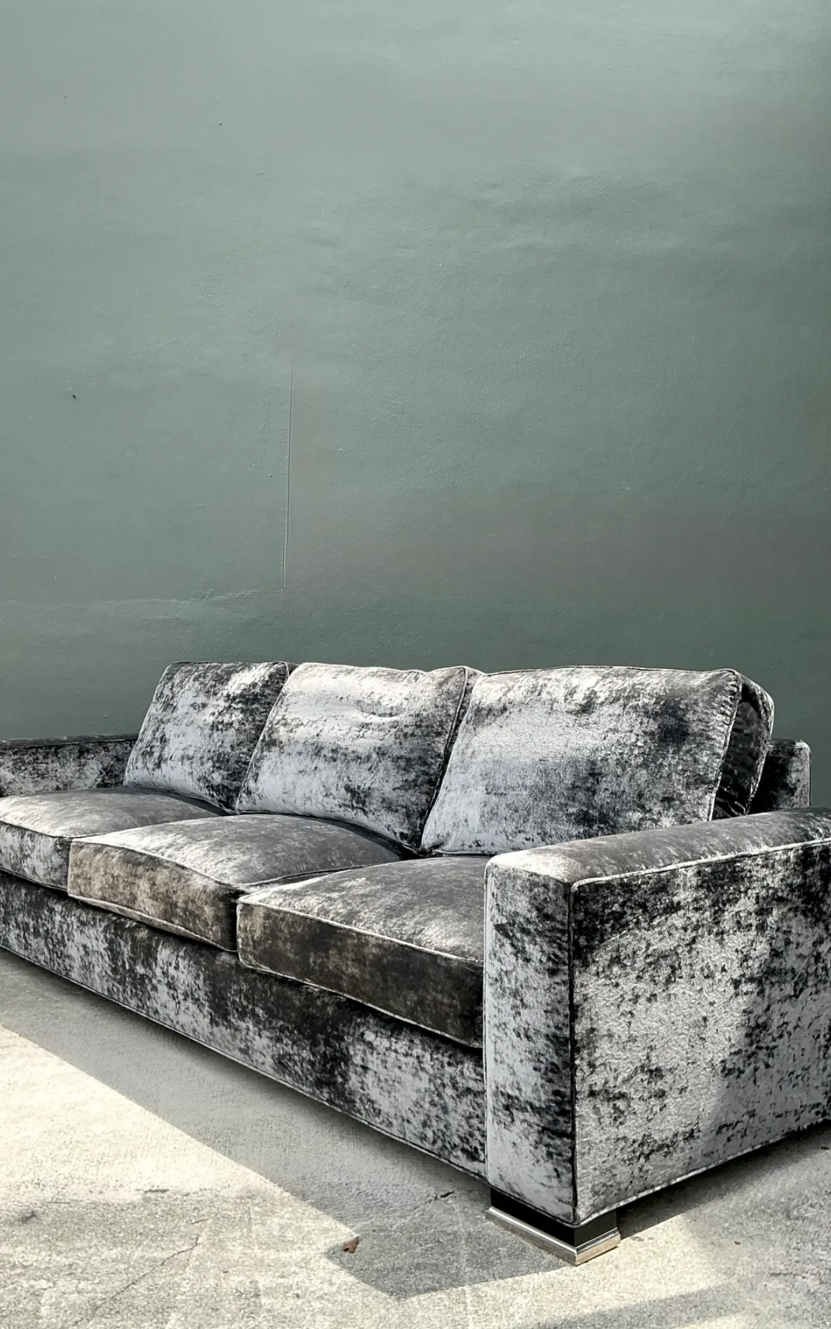 Vintage Monumental Swaim Velvet Sofa — additional photo 3