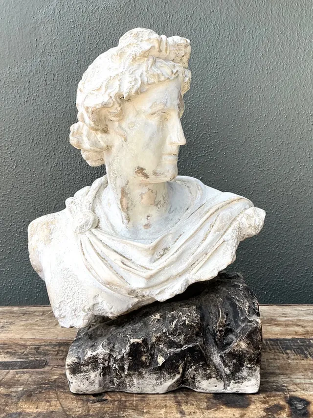 Vintage Cast Stone Bust Of Apollo Belvedere — additional photo 3