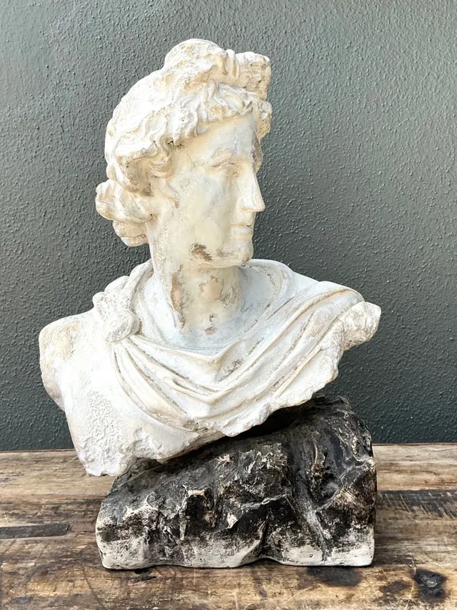 Vintage Cast Stone Bust Of Apollo Belvedere — additional photo 8