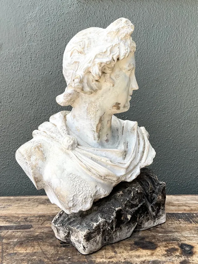 Vintage Cast Stone Bust Of Apollo Belvedere — additional photo 2