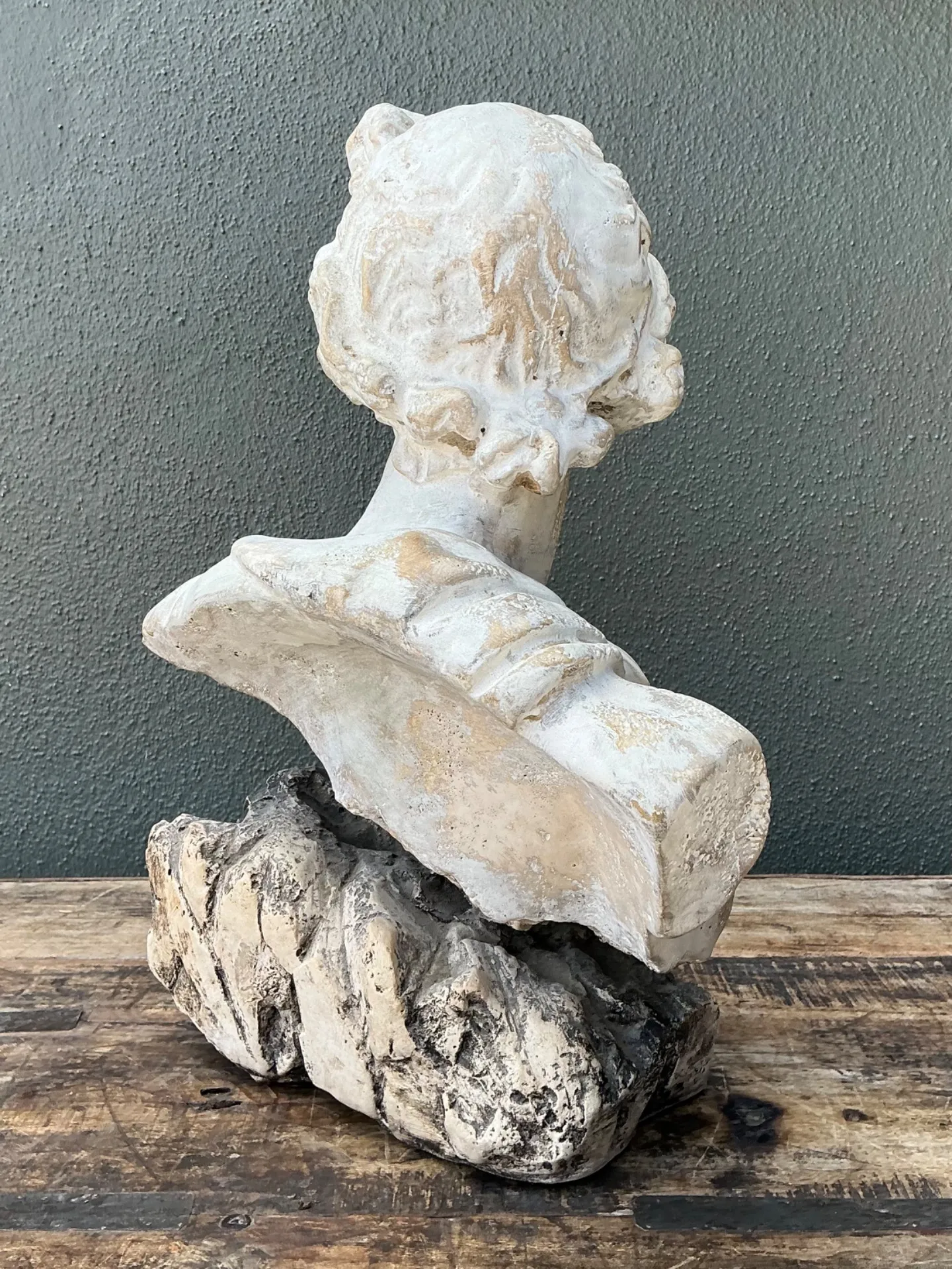 Vintage Cast Stone Bust Of Apollo Belvedere — additional photo 4