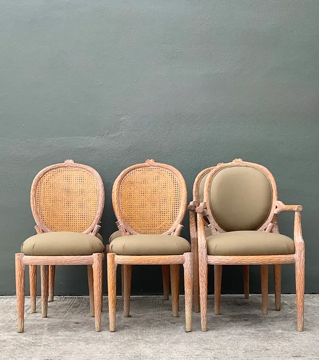 Vintage Carved Faux Bois Dining Chairs - Set Of 6; — additional photo 2