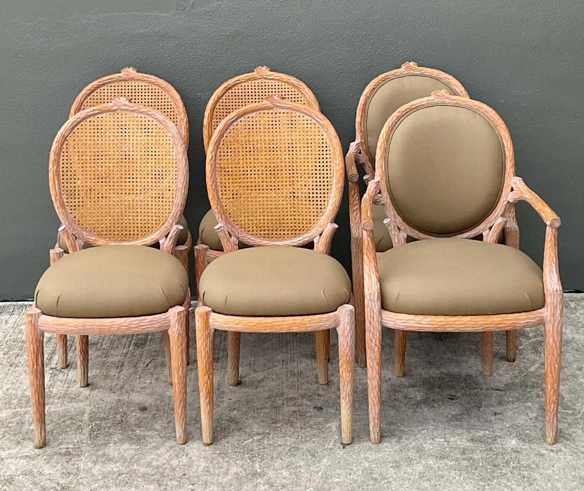 Vintage Carved Faux Bois Dining Chairs - Set Of 6; — additional photo 5