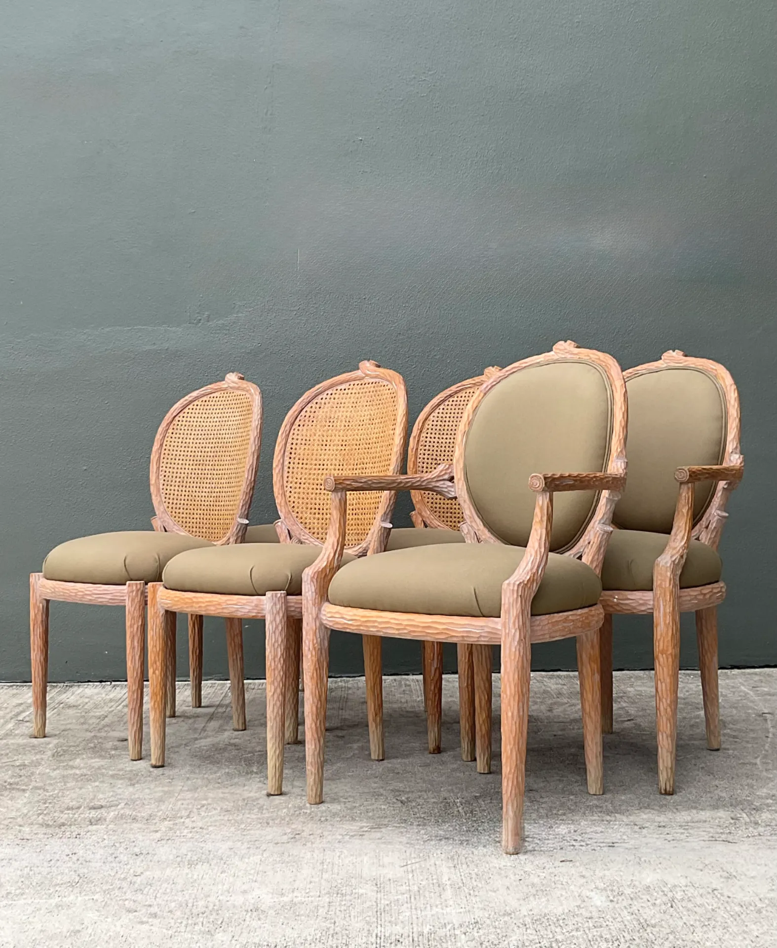 Vintage Carved Faux Bois Dining Chairs - Set Of 6; — additional photo 7