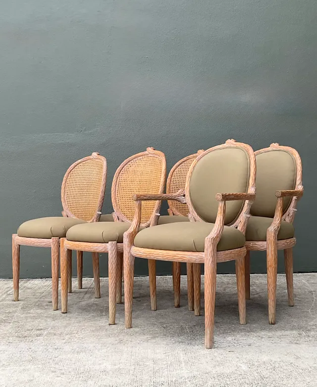 Vintage Carved Faux Bois Dining Chairs - Set Of 6; — additional photo 7